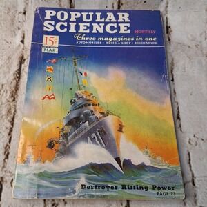 Vintage Popular Science Monthly March 1941 Navy Destroyer Popeye Military memory